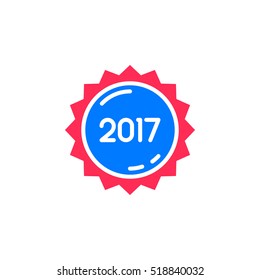 2017 year label, sticker icon vector, filled flat sign, solid colorful pictogram isolated on white, logo illustration