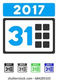 2017 Year Last Month Day flat vector icon. 2017 Year Last Month Day icon with gray, black, blue, green color versions.