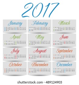 2017 year vector calendar for business wall calendar