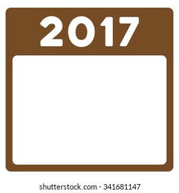 2017 Year vector icon. Style is flat symbol, brown color, rounded angles, white background.