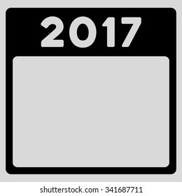 2017 Year vector icon. Style is flat symbol, black color, rounded angles, light gray background.