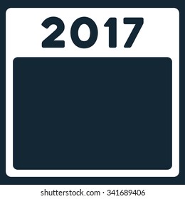 2017 Year vector icon. Style is flat symbol, white color, rounded angles, dark blue background.