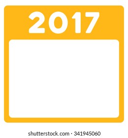2017 Year vector icon. Style is flat symbol, yellow color, rounded angles, white background.
