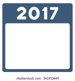 2017 Year vector icon. Style is flat symbol, blue color, rounded angles, white background.