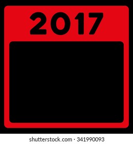 2017 Year vector icon. Style is flat symbol, red color, rounded angles, black background.