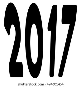 2017 Year vector icon. Style is flat graphic symbol, black color, white background.