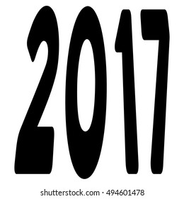 2017 Year vector pictograph. Style is flat graphic symbol, black color, white background.