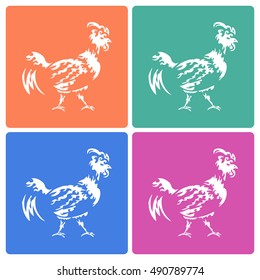 2017 years Symbol. Fire Rooster. Simple color Set. Mono Style