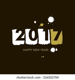 2017Hand drawn lettering vector art. Modern brush calligraphy. Ink illustration for your design. Isolated on black background. Vector Illustration.