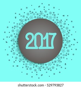 2017.Happy New Year. Snowflakes greeting card. Background for winter and christmas theme. Vector illustration. Snowing background.