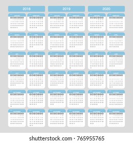 2018 2019 2020 Calendar Planner Design.