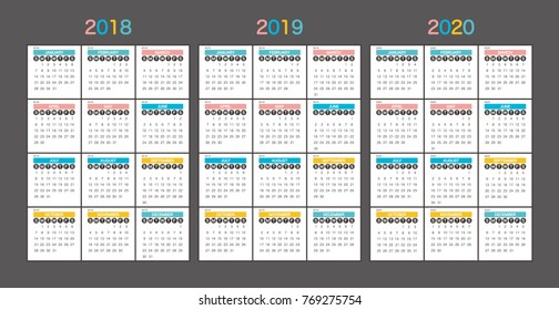 2018 2019 2020 Calendar Planner Design.