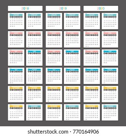 2018 2019 2020 Calendar Planner Design.