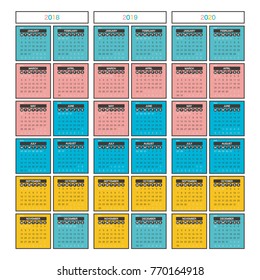 2018 2019 2020 Calendar Planner Design.
