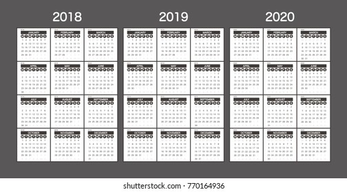 2018 2019 2020 Calendar Planner Design.