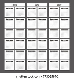 2018 2019 2020 Calendar Planner Design.