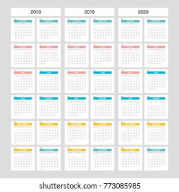 2018 2019 2020 Calendar Planner Design.