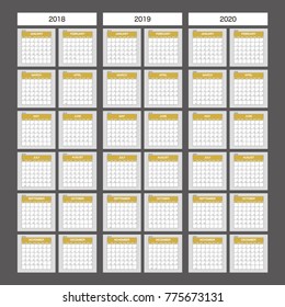 2018 2019 2020 Calendar Planner Design.
