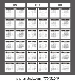 2018 2019 2020 Calendar Planner Design.