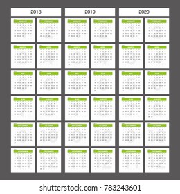 2018 2019 2020 Calendar Planner Design.