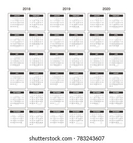 2018 2019 2020 Calendar Planner Design.