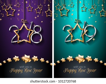 2018, 2019 Happy New Year Backgrounds for your Seasonal Flyers and Greetings Card or Christmas themed invitations