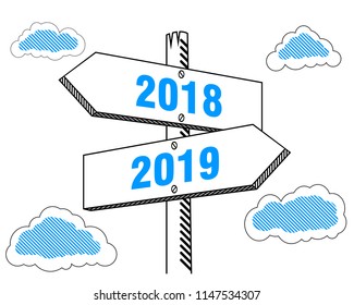 2018 2019 year signpost