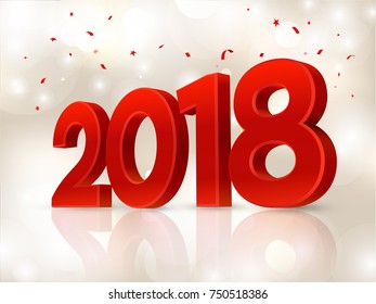 2018 3D figures in the isometric. 2018 Geometry numbers. New year sign for greeting card or poster. Vector Illustration