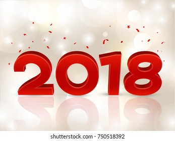 2018 3D figures in the isometric. 2018 Geometry numbers. New year sign for greeting card or poster. Vector Illustration