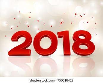 2018 3D figures in the isometric. 2018 Geometry numbers. New year sign for greeting card or poster. Vector Illustration