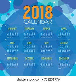 2018 Abstract Graphic Printable Calendar Starts Sunday Vector Illustration