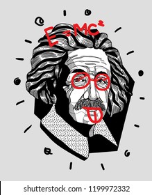 Oсt.11, 2018: Albert Einstein. Vector Illustration Hand Drawn.