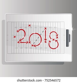 2018 American Football Strategy Goal Red White Board Background Vector