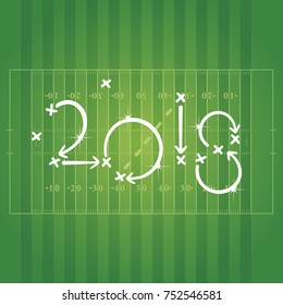 2018 American Football strategy goal white green background vector