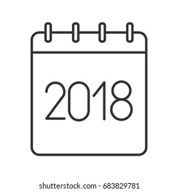 2018 annual calendar linear icon. Thin line illustration. Yearly calendar with 2017 sign. Contour symbol. Vector isolated outline drawing