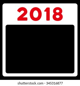 2018 Appointment vector icon. Style is bicolor flat symbol, red and white colors, rounded angles, black background.