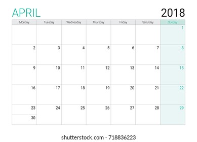 10,791 April 2018 calendar Images, Stock Photos & Vectors | Shutterstock