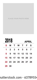 2018 APRIL Calendar Planner Design.