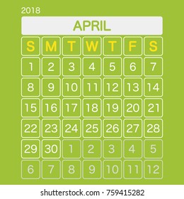 2018 APRIL Calendar Planner Design.