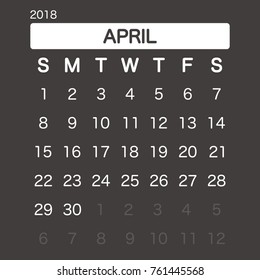 2018 APRIL Calendar Planner Design.
