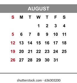 2018 AUGUST Calendar Planner Design.