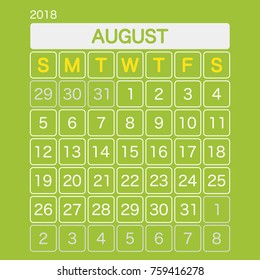 2018 AUGUST Calendar Planner Design.
