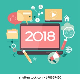 2018 blogging infographics. Concept for website banners and promotional materials. File is saved in 10 EPS version. This illustration contains a transparency