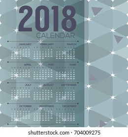 2018 Blue Geometric Pattern Printable Calendar Starts Sunday Vector Illustration