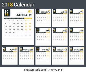 2020 Desk Calendar 11x85 Inch Horizontal Stock Vector (Royalty Free ...