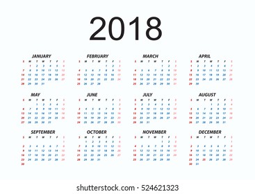 1,549 2018 editable calendar Images, Stock Photos & Vectors | Shutterstock