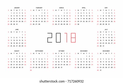 2018 Calendar