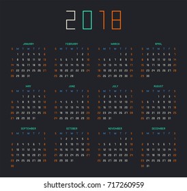 2018 Calendar