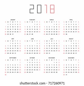2018 Calendar