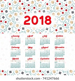 2018 calendar. It can be used for WEB or Print.